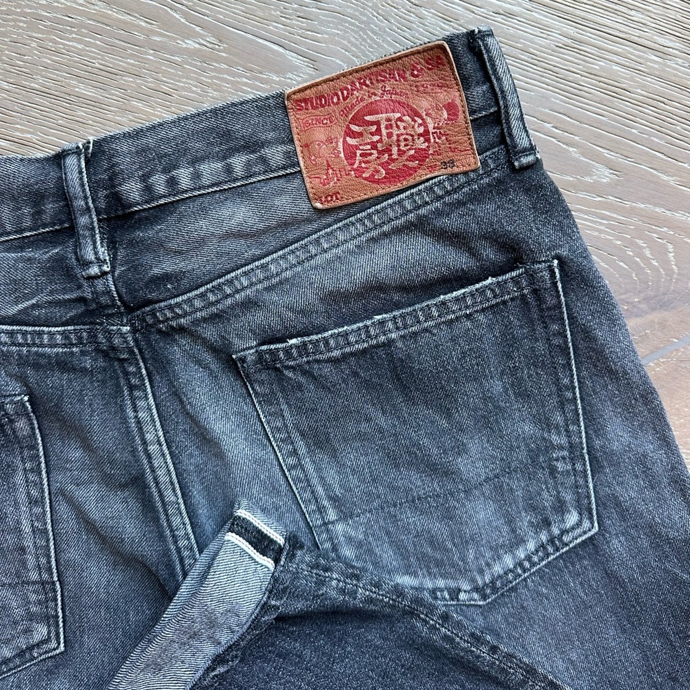 Studio D’Artisan D1826 Men W/33 Black Ivy Wash 13oz Selvedge Denim Relax Tapered